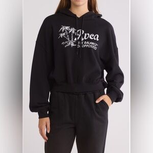 RVCA Black Graphic Kick Back Cropped Hoodie